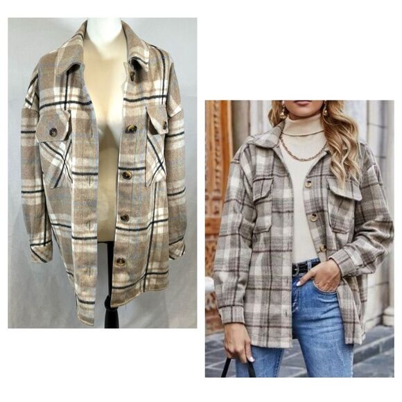 Amazingly comfortable oversized plaid Shacket size large - Picture 1 of 8